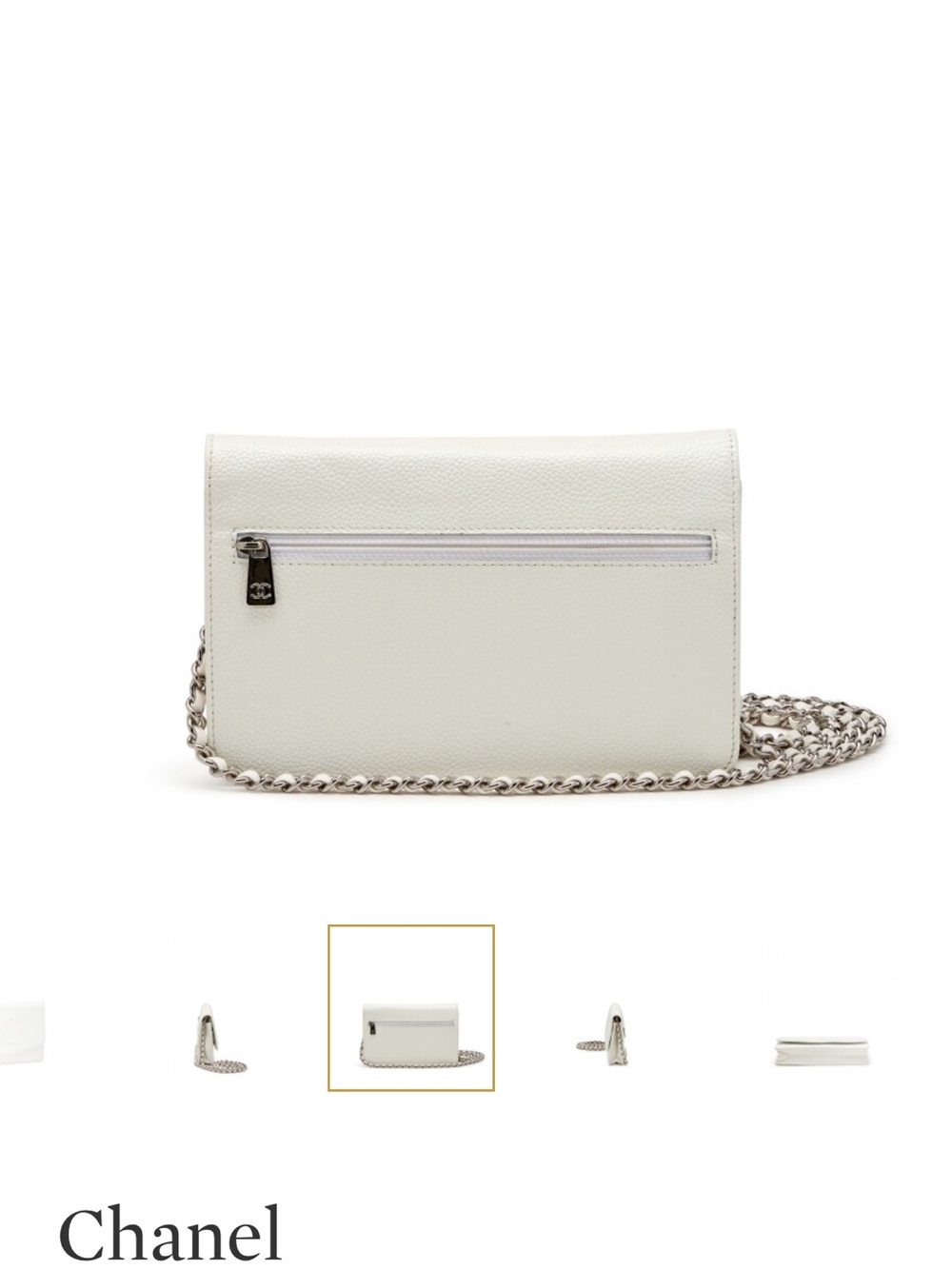 CHANEL White Caviar CC Wallet on Chain with Silver Hardware - Picture 3 of 14